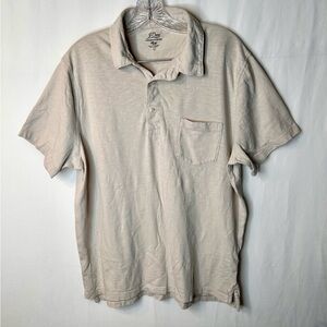 J.Crew Men’s Cream Polo Shirt Classic Garment-Dyed Slub Cotton 100% Size L